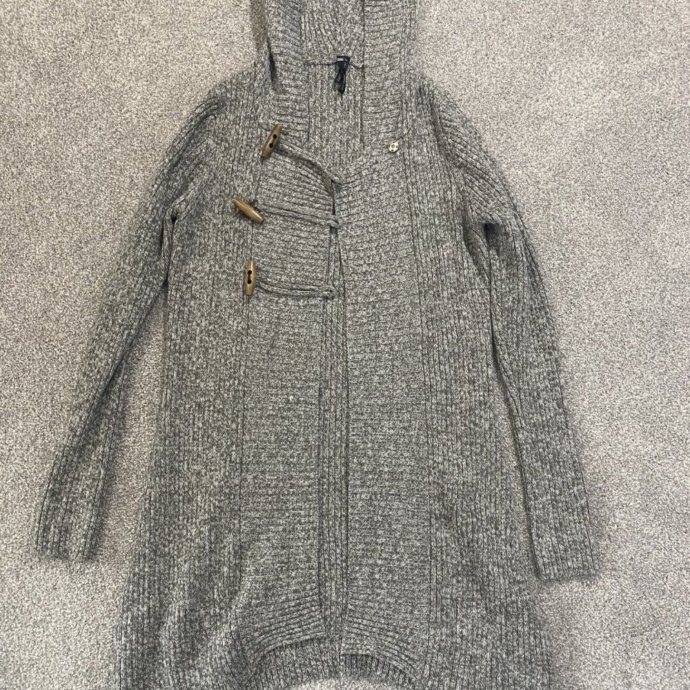 Takeout Juniors‎ Gray Hooded Knit Sweater Size Larg